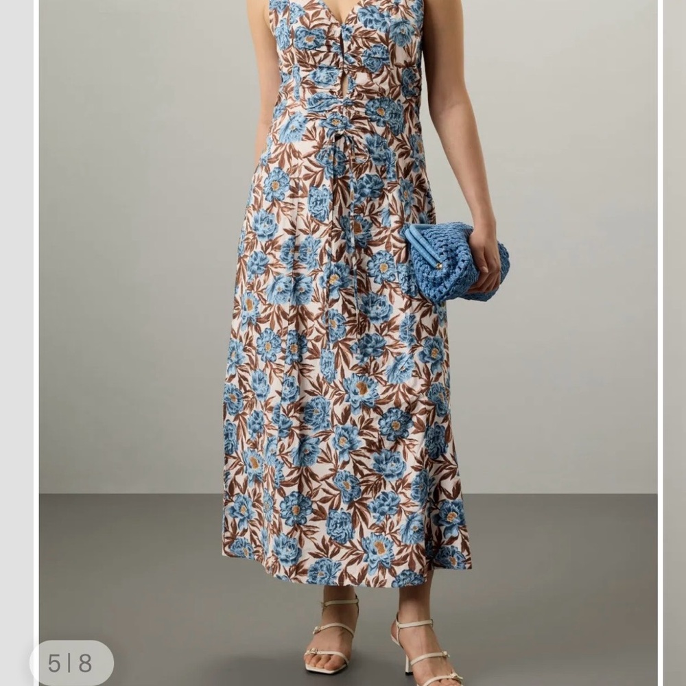 Madewell Blue Floral Brown Maxi Dress